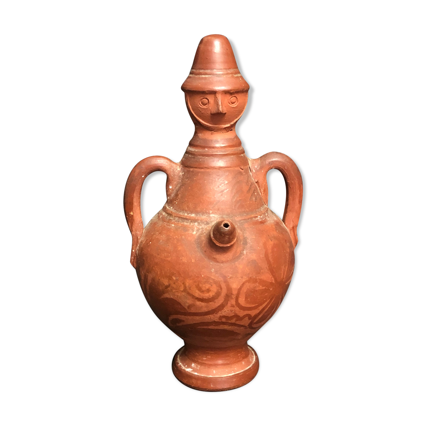 Gargoulette anthropomorphe à décors lustré Espagne XXe
