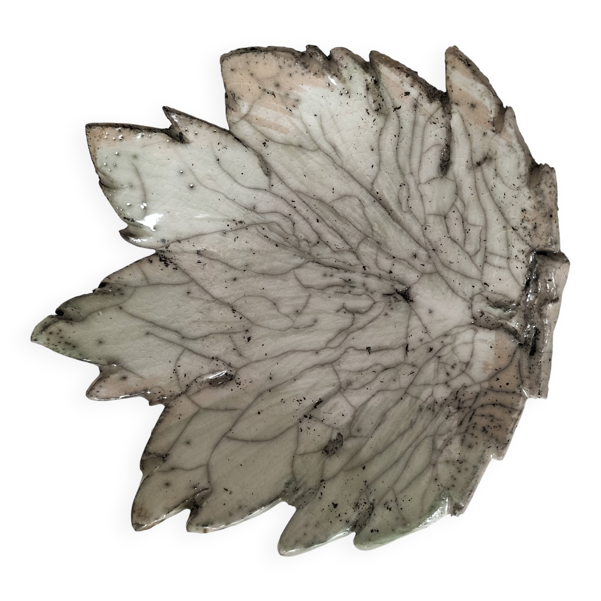 Raku ceramic leaf bowl – unique piece