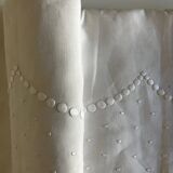 Linen thread sheet embroidered with polka dots without monogram 1950
