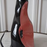 Lamp foot in pink and black ceramic design Vallauris 70s