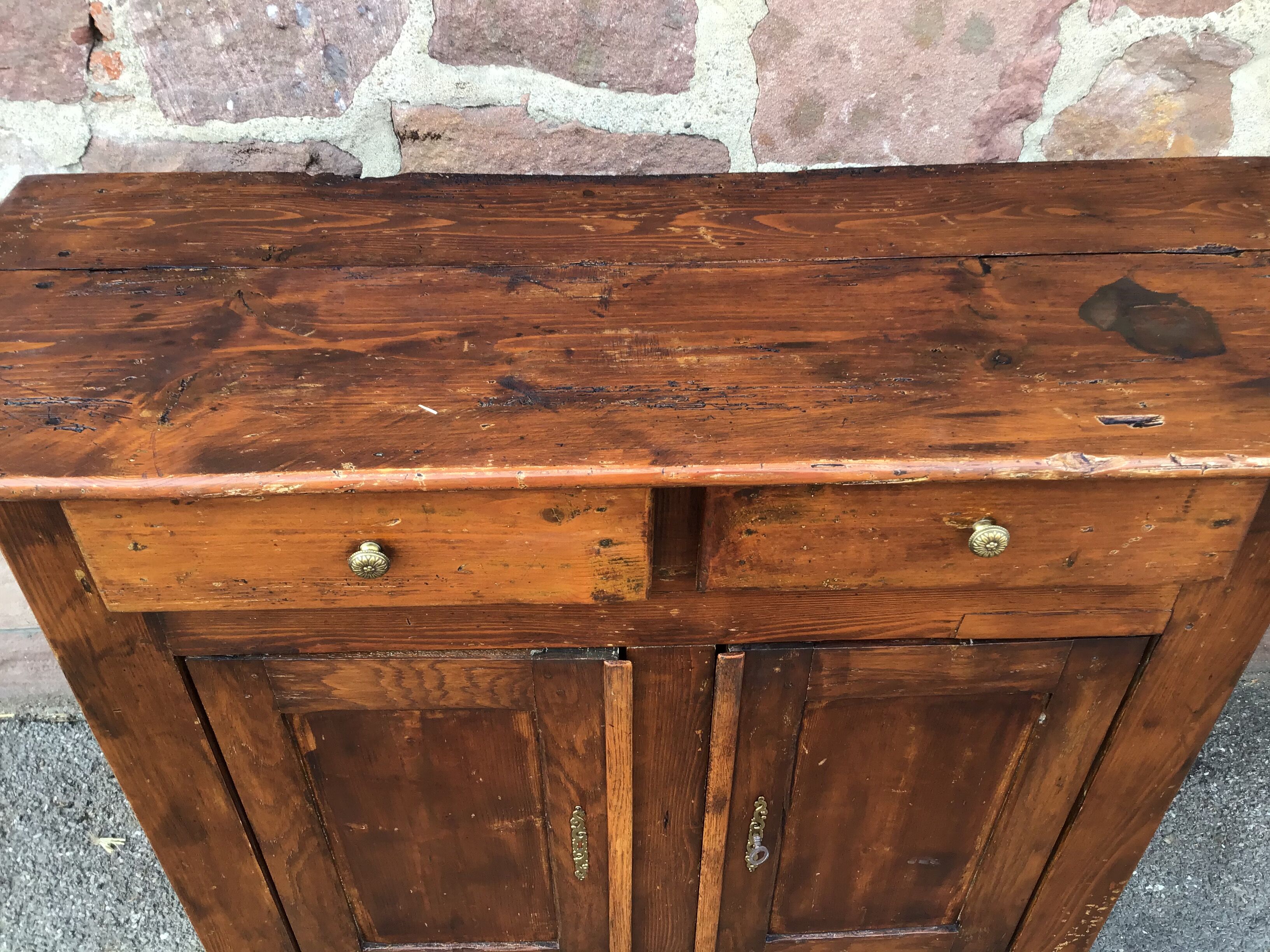 Vintage rustic fir buffet