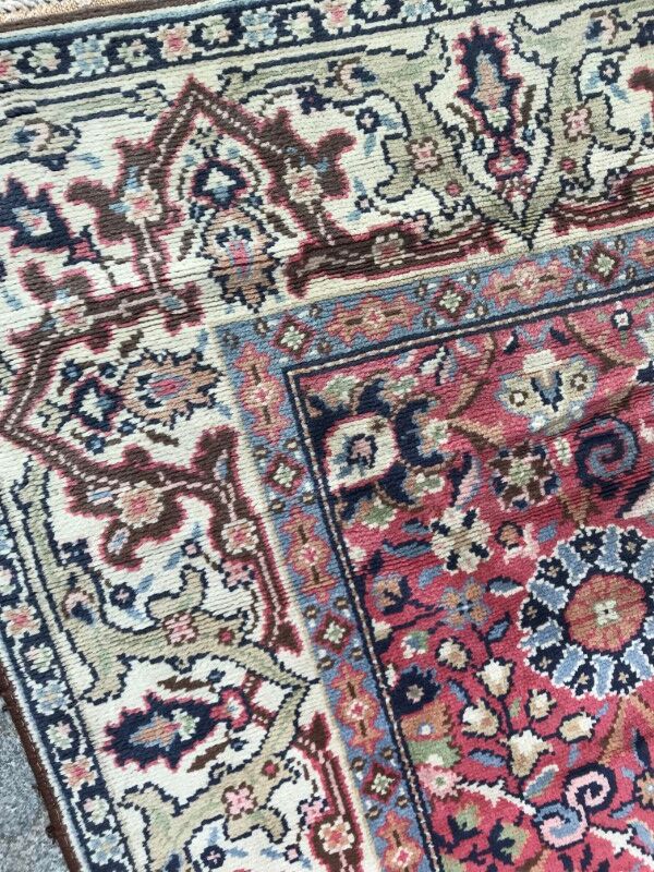 Old french carpet knotted 253 x 353 cm