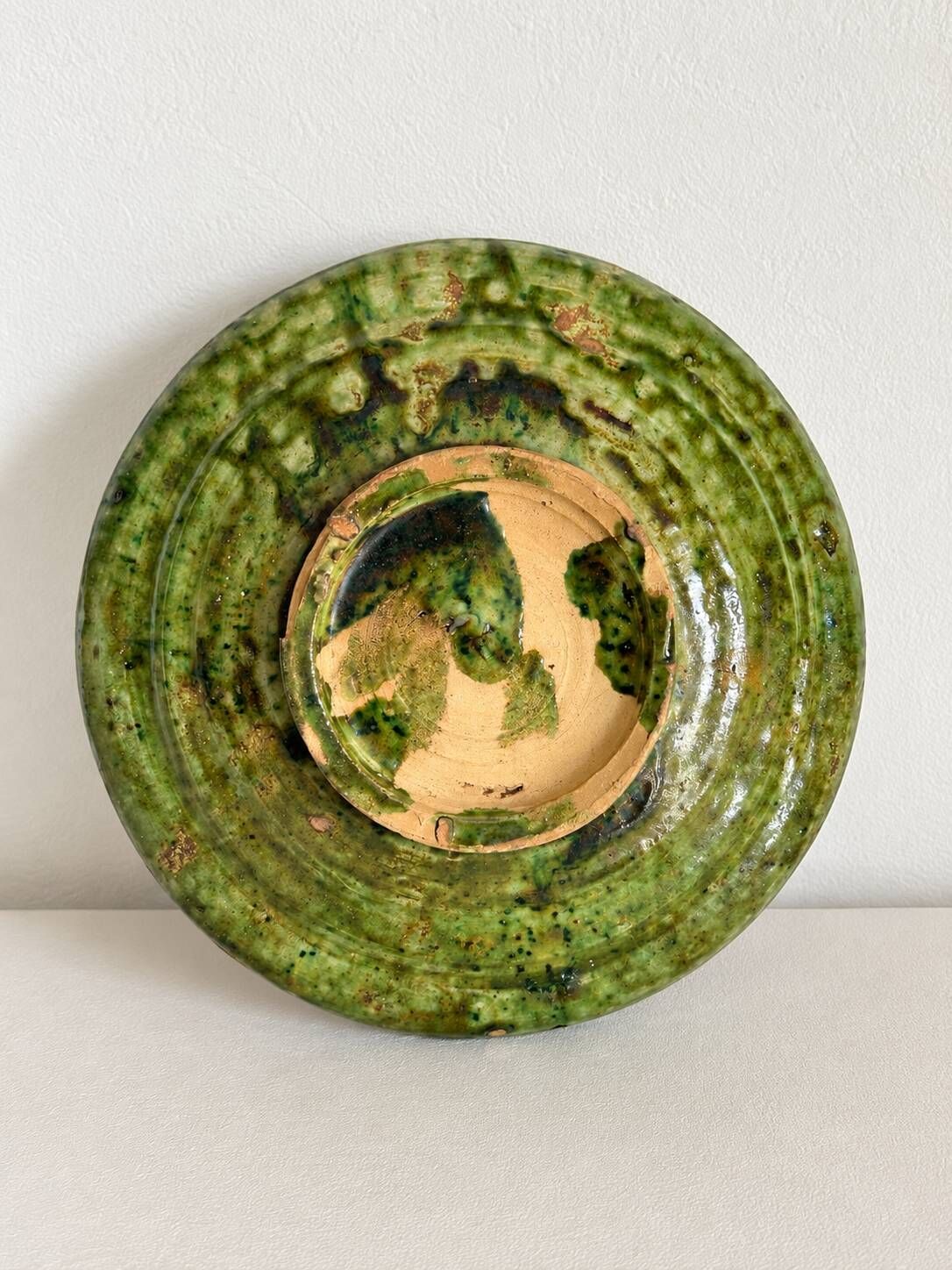 Old Tamegroute bowl, green glazed ceramics, pottery, catch-all.