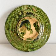 Coupe, vide-poche Tamegroute ancienne en céramique vernissée verte