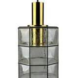 60s 70s ceiling lamp Glashütte Limburg Germany glass & brass Space Age