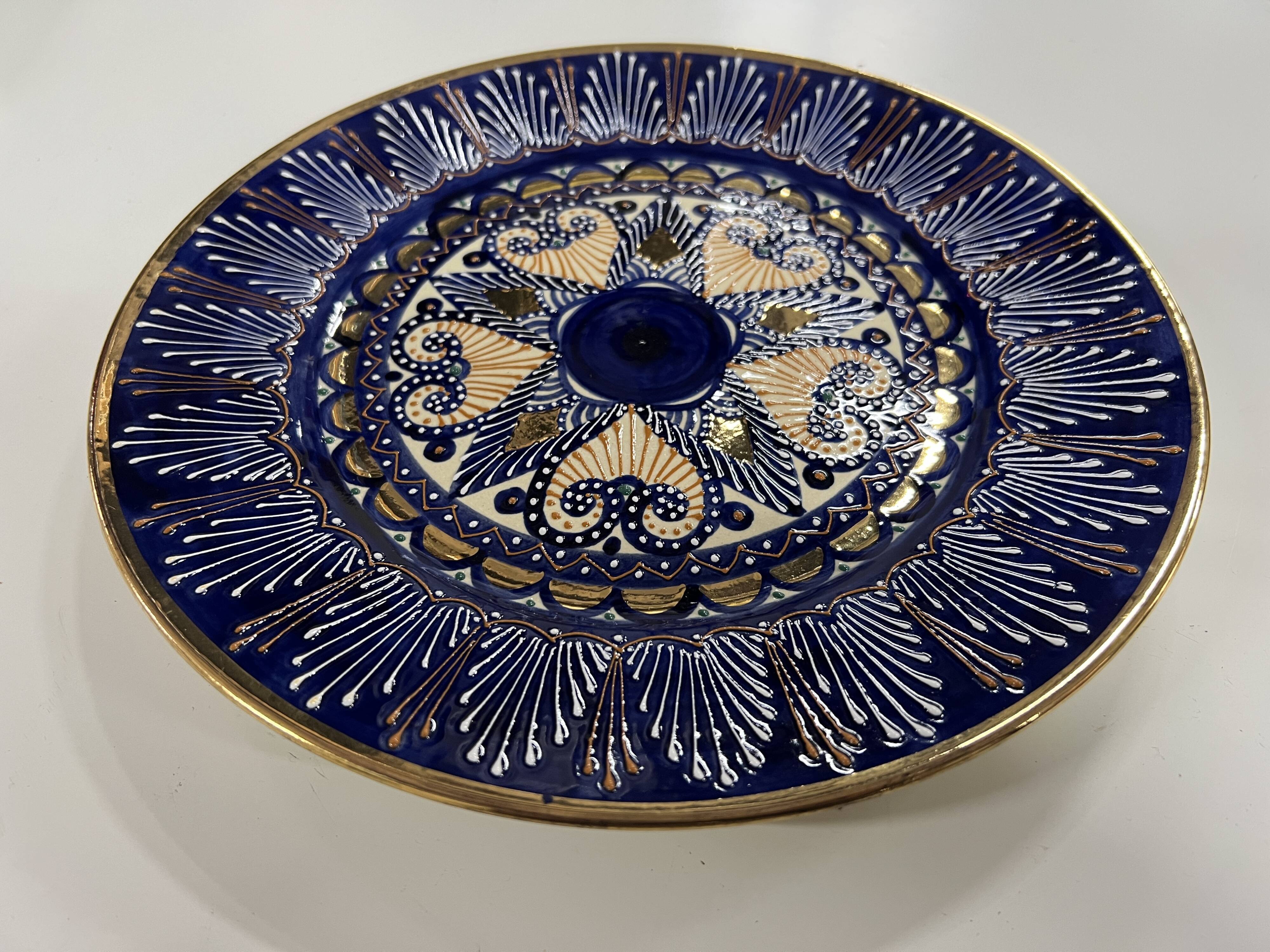 decorative plate enamelled vintage in earthenware HB Quimper