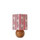 Lampe à poser pied boule années 70 et abat-jour imprimé