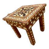 Moroccan camel bone marquetry wooden table for bedroom or living room