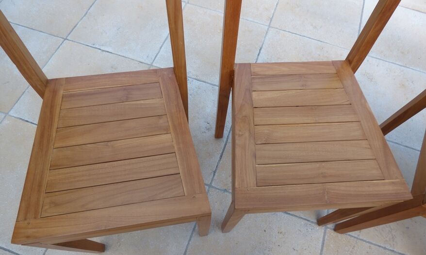 6 chairs of golden oak color in solid wood brand codium maison