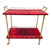 Rare Italian lacquered goatskin / parchment serving bar cart by Aldo T