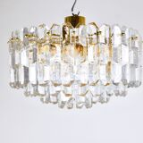 Large ceiling chandelier in gilded brass and glass Palazzo J.T. Kalmar, 1950s