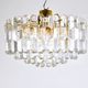 Large ceiling chandelier in gilded brass and glass Palazzo J.T. Kalmar, 1950s