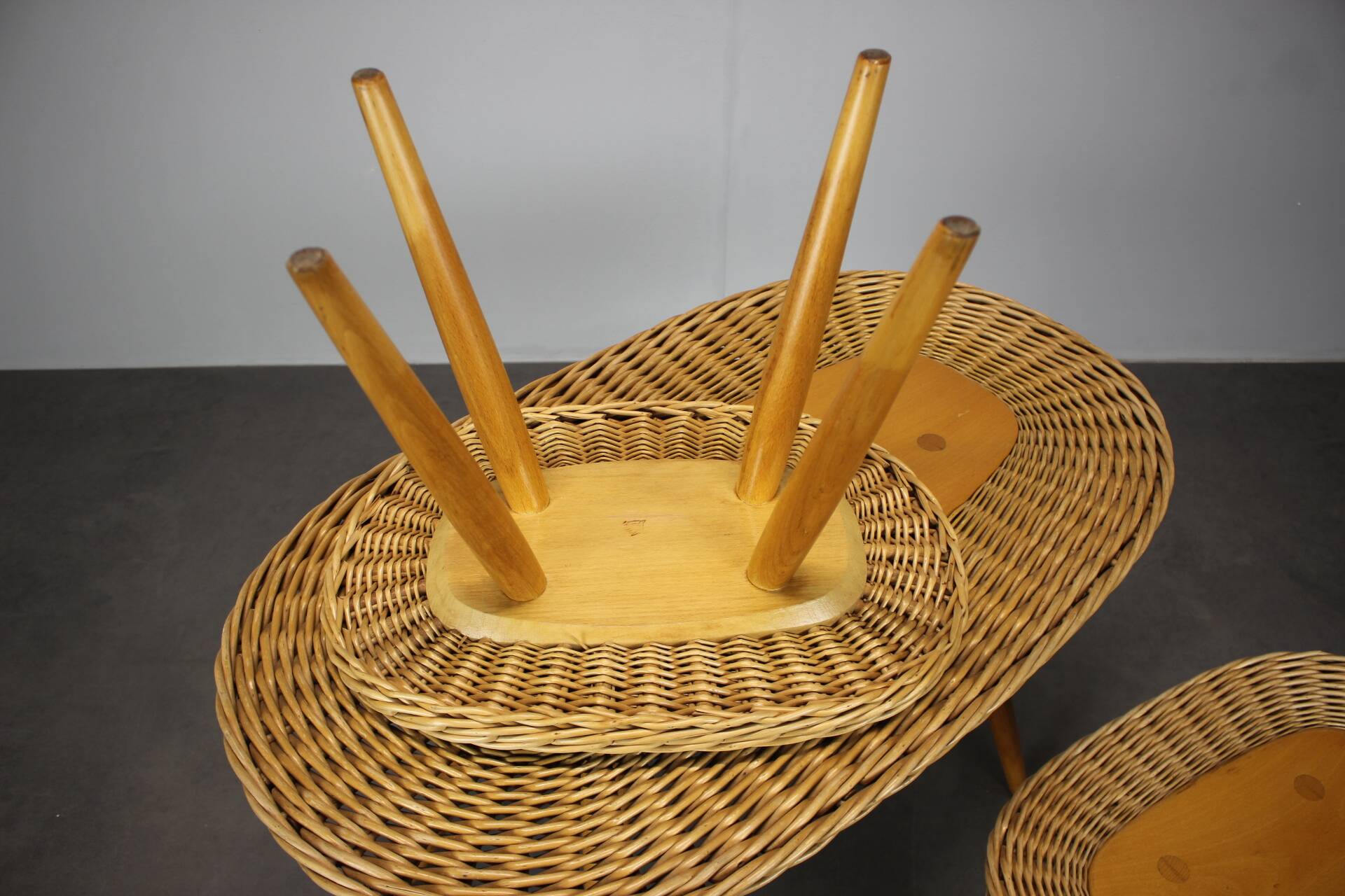 Ensemble de sièges en rotin de style mid-century par uluv, tchécoslovaquie, années 1960.