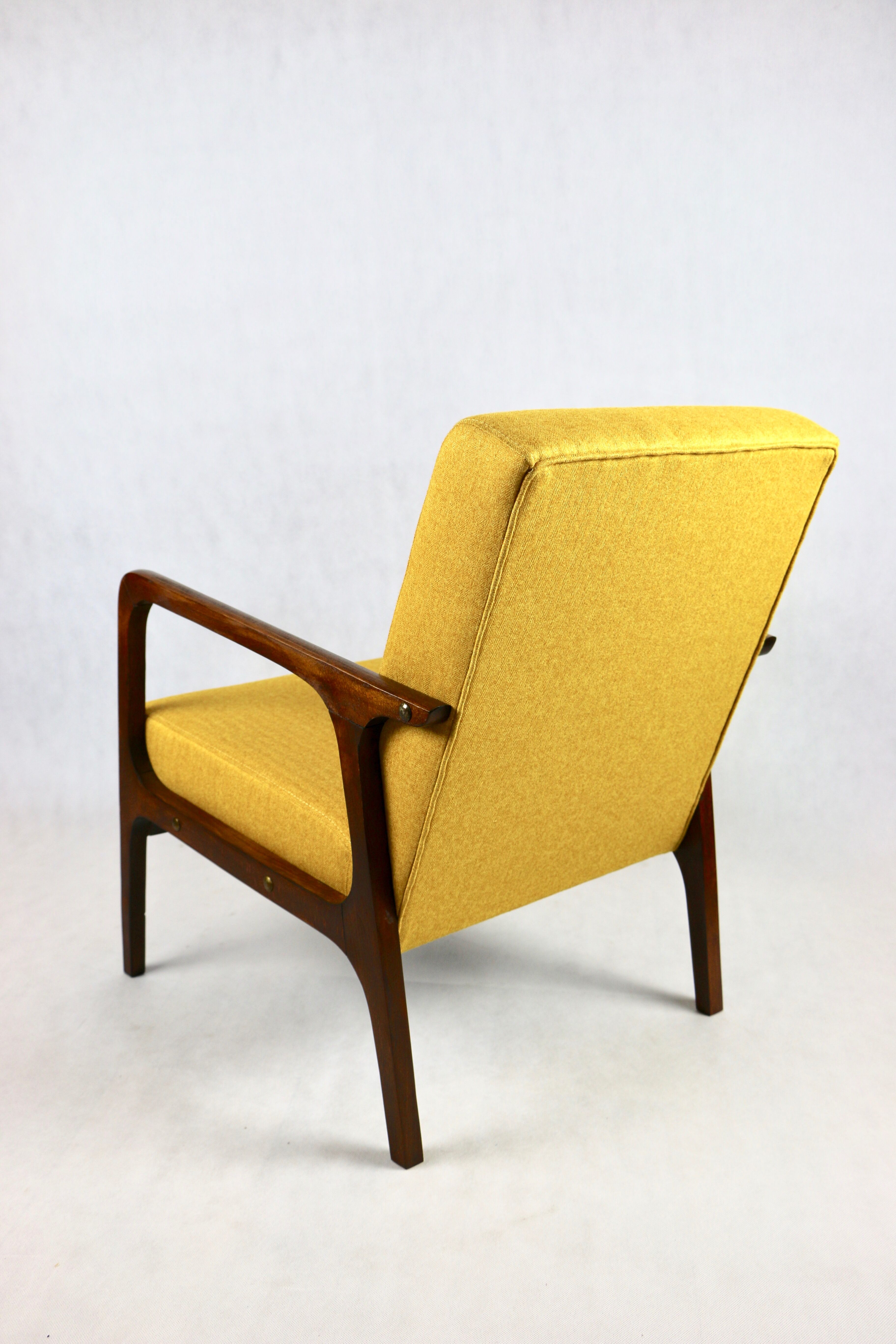 Fauteuil en tweed jaune, années 1970