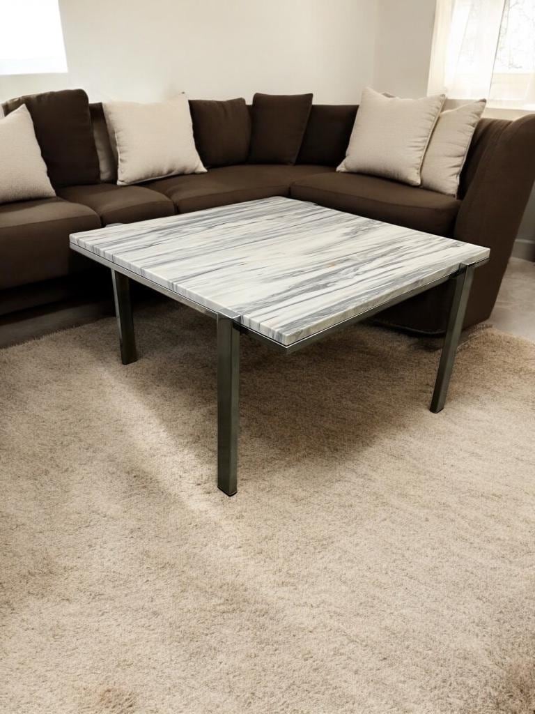 Vintage marble coffee table with chrome