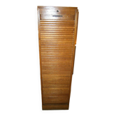 Old solid wood curtained filing cabinet with its key