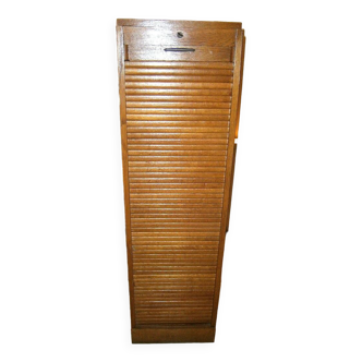 Ancien meuble classeur à rideau en bois massif avec sa clé