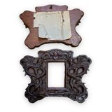 Pair of exotic wooden frames with dragons