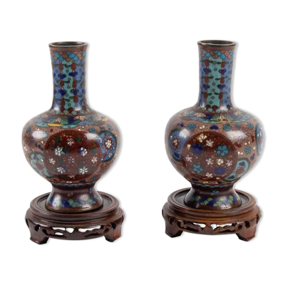 Paire de vases en bronze cloisonné, chine, xixème siècle