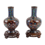 Pair of cloisonné bronze vases, china, xixth century