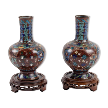 Pair of cloisonné bronze vases, china, xixth century