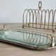 Foie gras presentation service dish in metal and glass and its toast holder