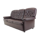 1970s Three-Seat Leather Sofa/ Bed, Czechoslovakia