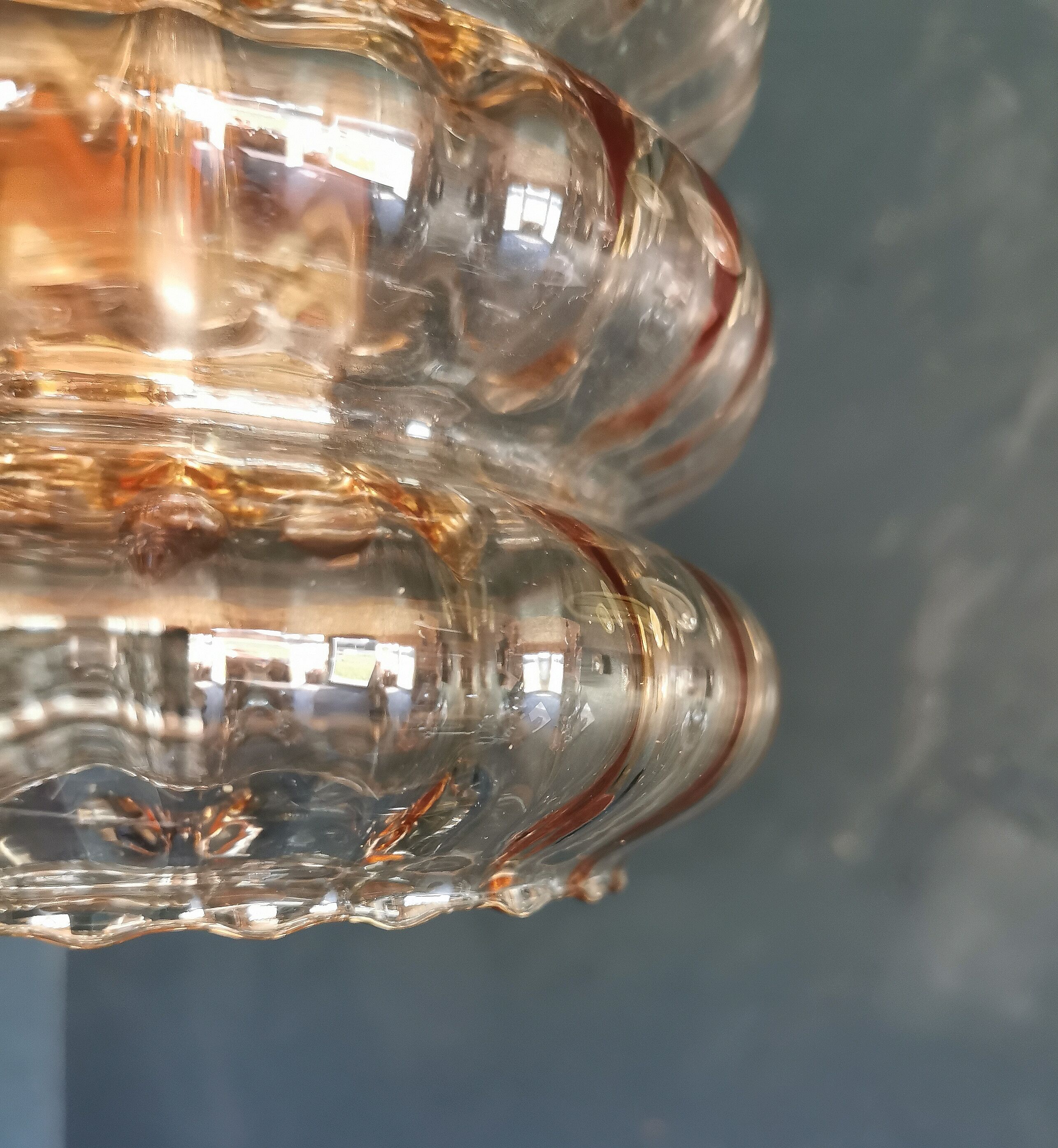 Pendant light 60s golden amber glass
