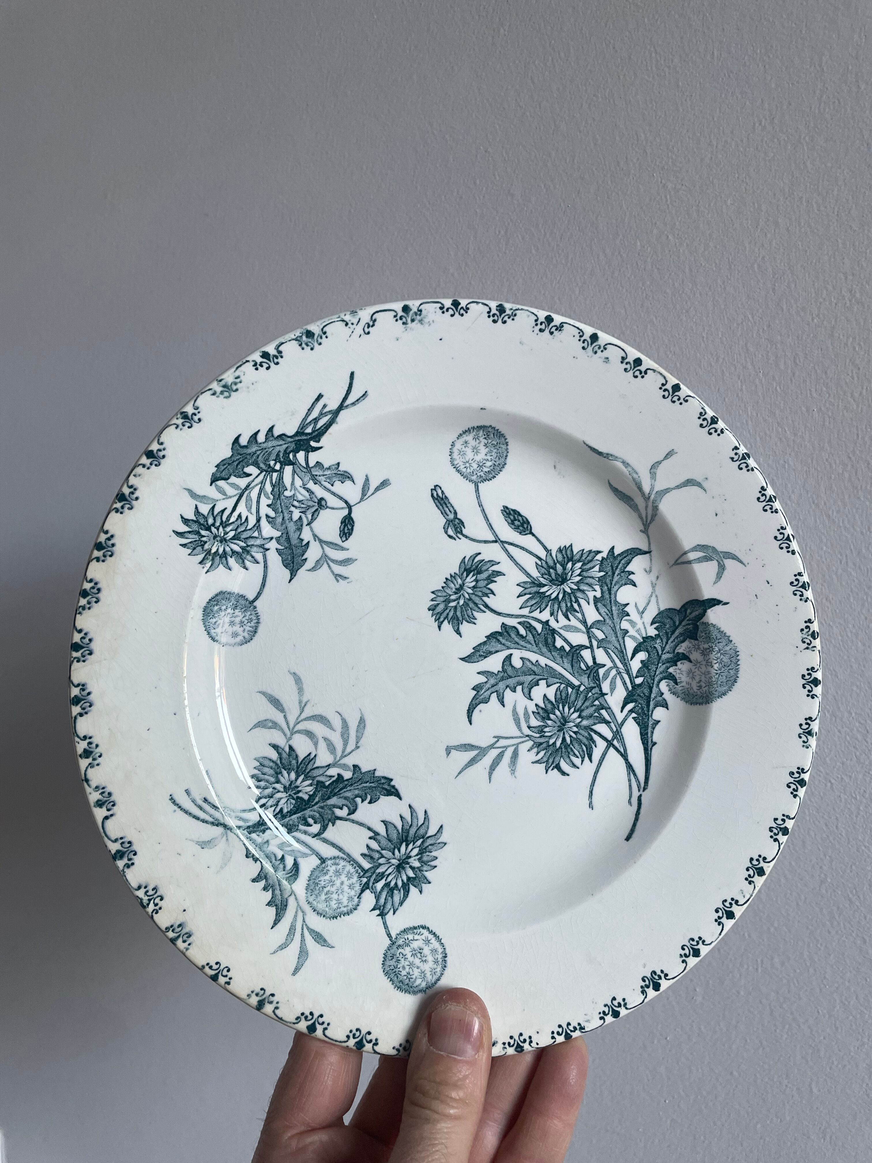 Set of 10 flat plates Terre de Fer XIXth, "Madrid"