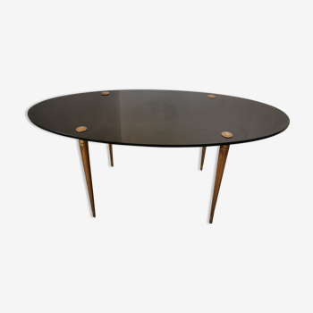 Table basse ovale en opaline noir