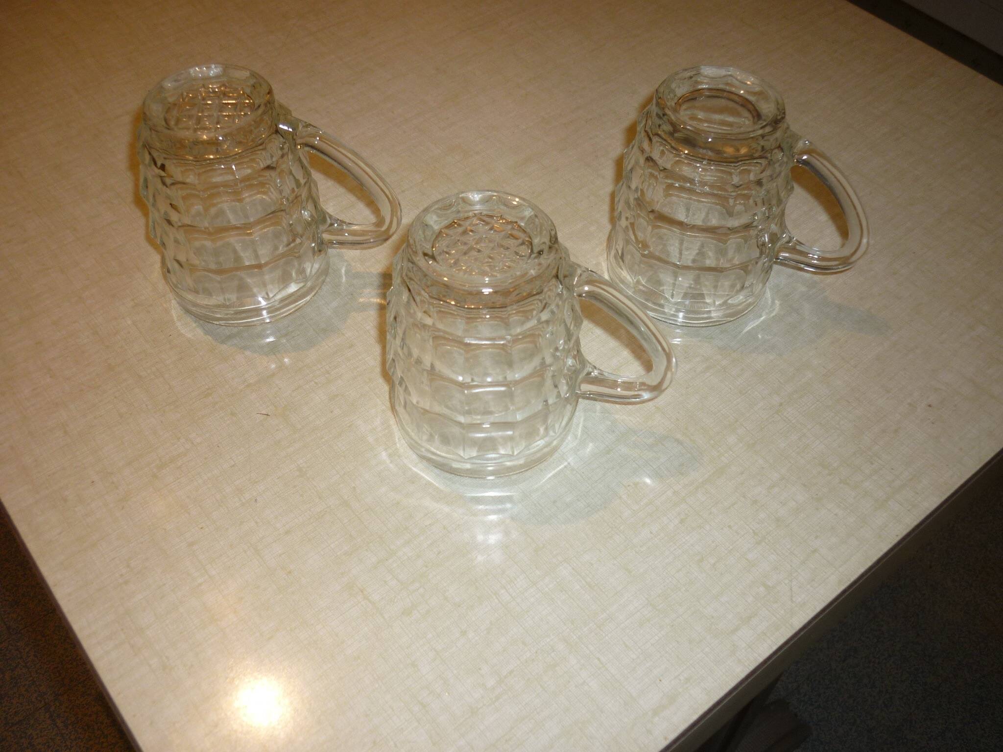 Set of 3 small glass beer mugs/glasses