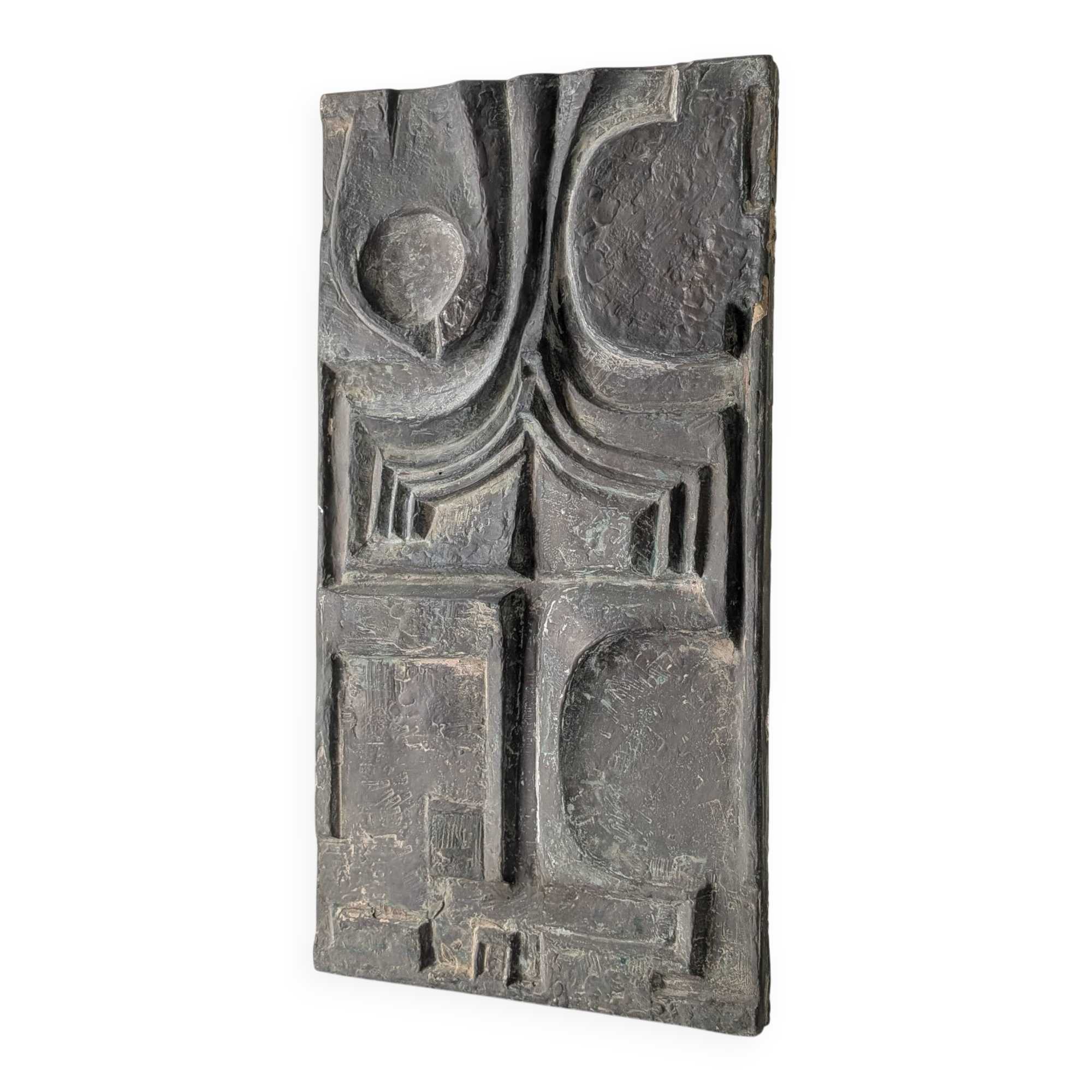 Brutalist Fiberglass Relief Wall Plaque, 1960s