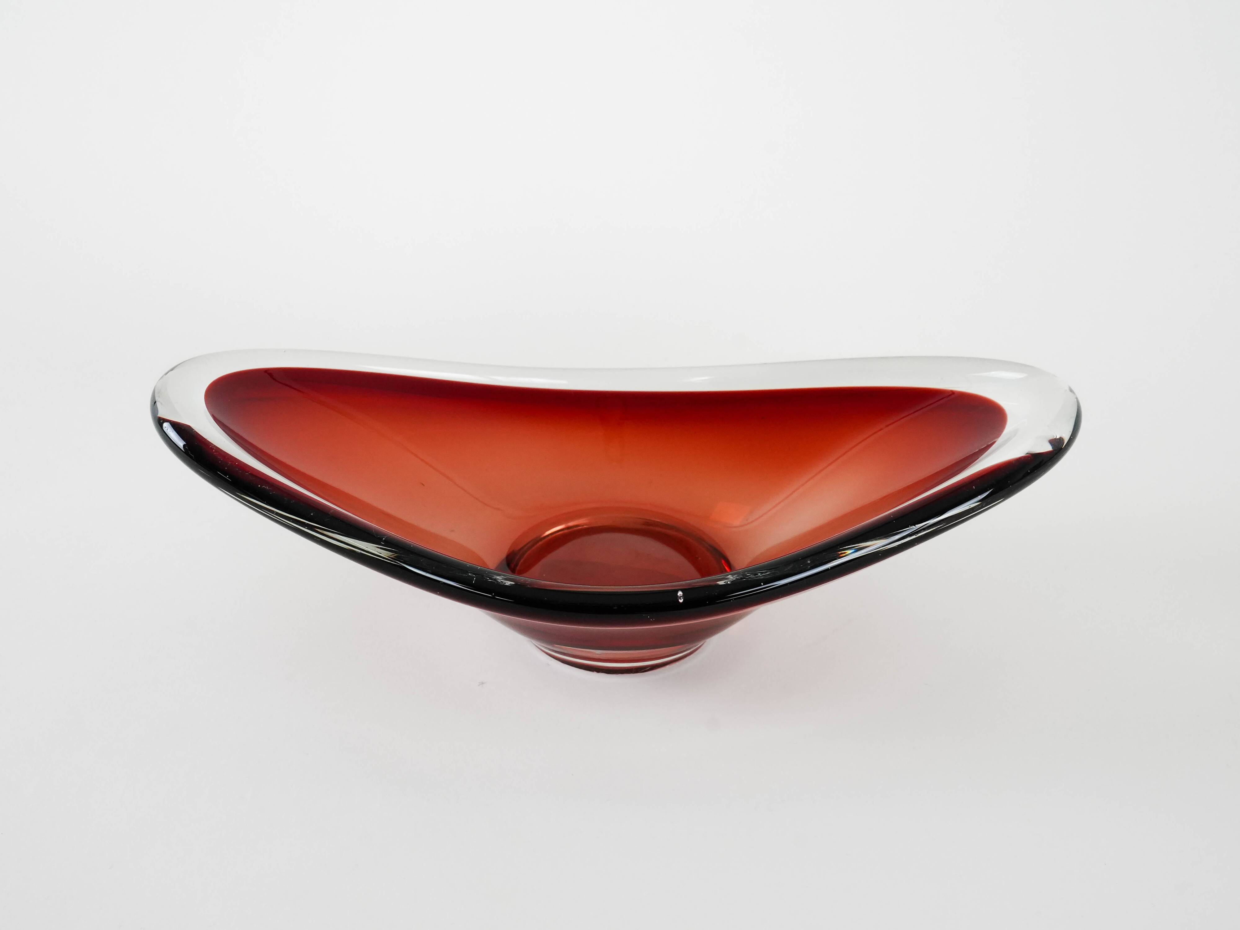 Ruby platter, Murano glass, Italian design, 1960s, made in Italy