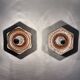 Set of 8 brown ceramic wall lamps, 1970s