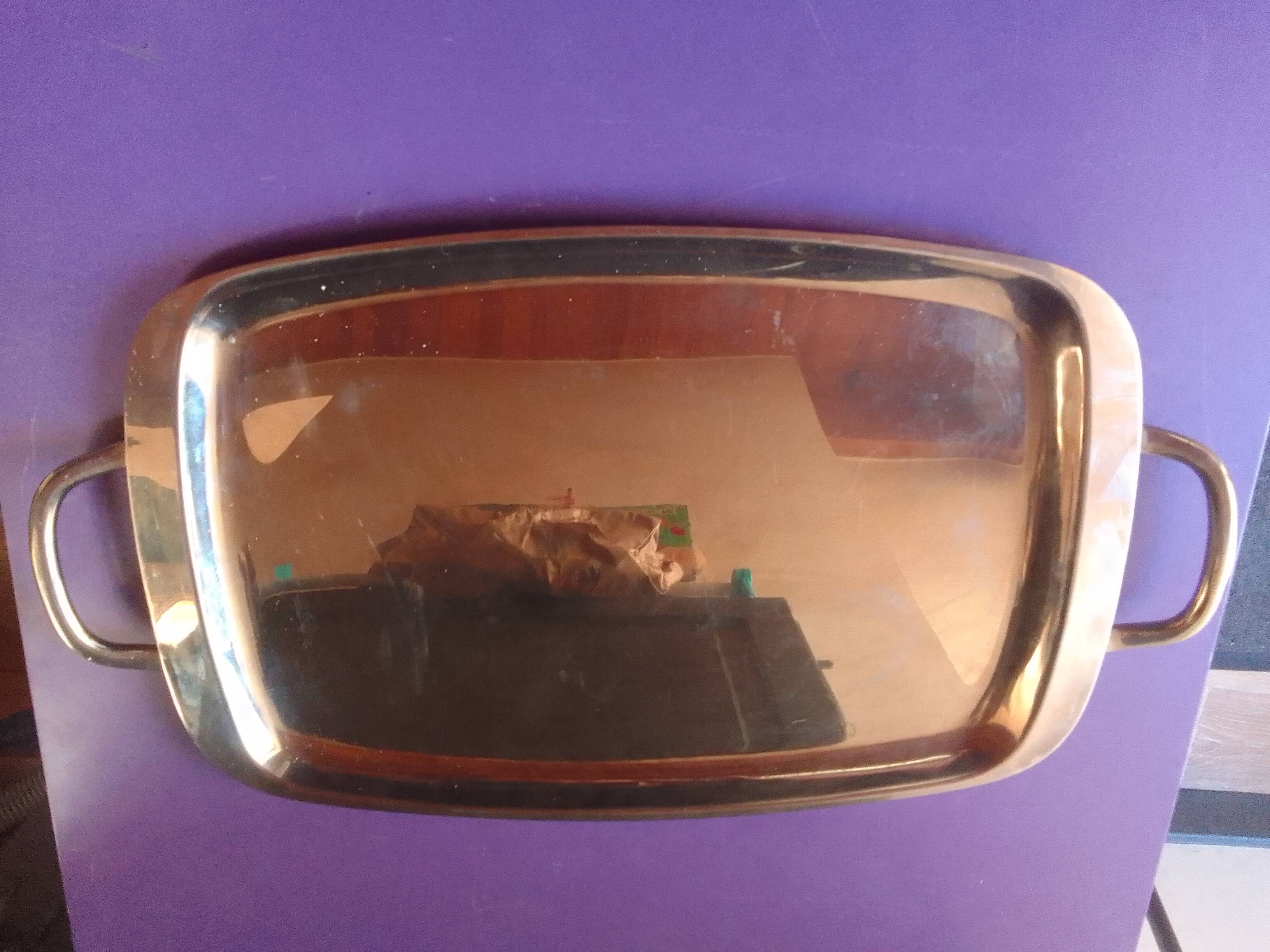 Rectangular art deco silver metal tray