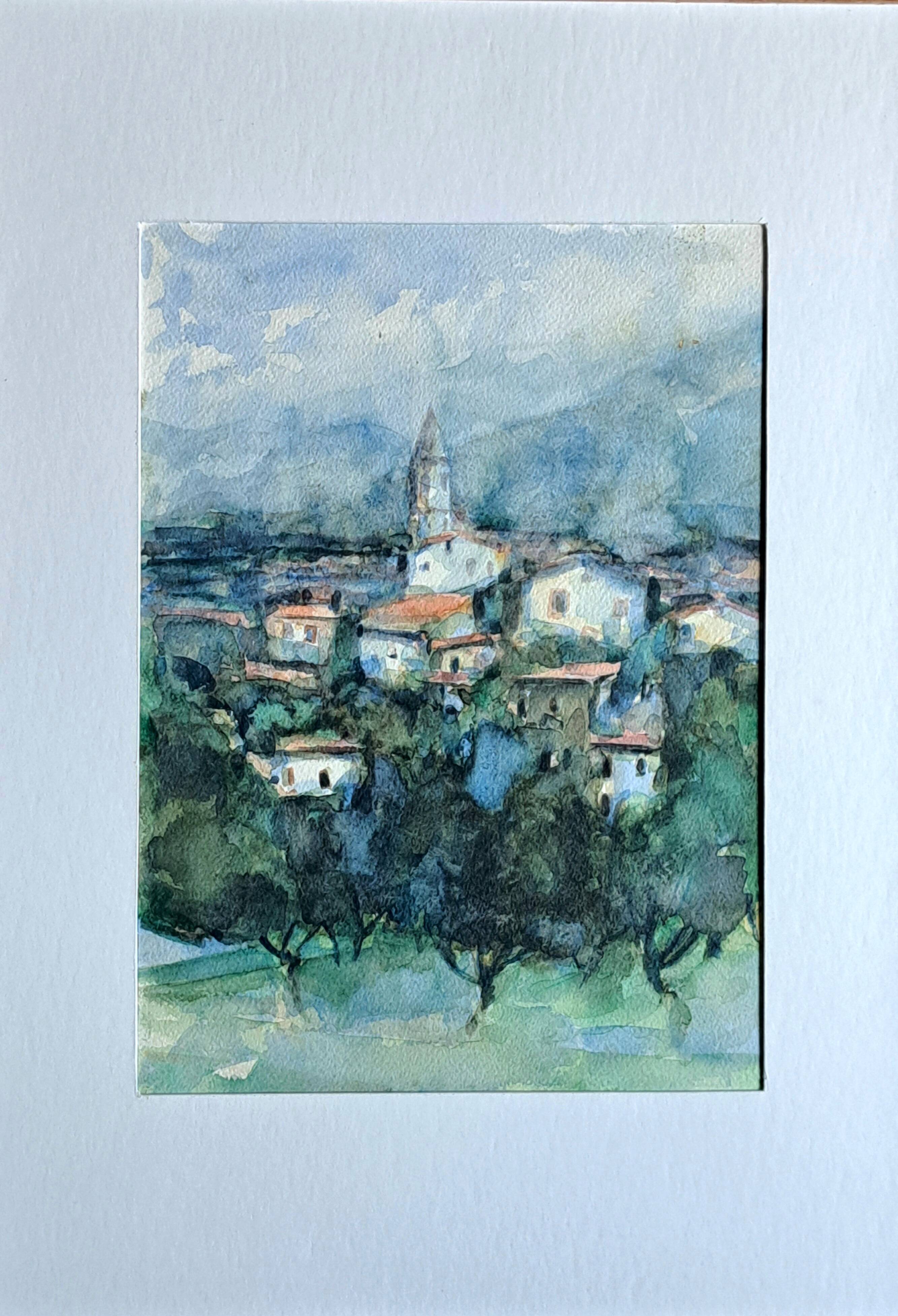 Double-sided Impressionist painting: watercolour + signed gouache