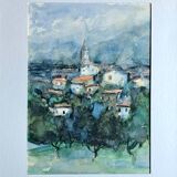 Double-sided Impressionist painting: watercolour + signed gouache