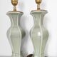 Deux pieds de lampe céramique couleur céladon