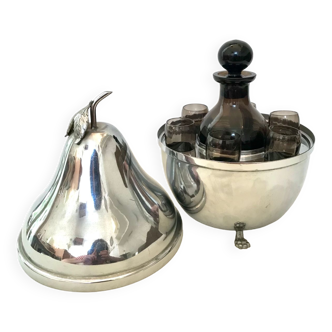 Art Deco liquor set and pear ice bucket