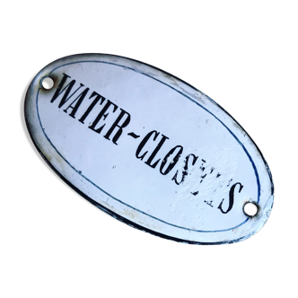 "water closets" bulging enamel plate. old door plate. around 1910/1920