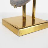 Brass and agate stone table lamp signed by Willy Ceysens, Belgium 1970's