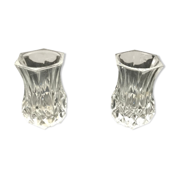 Paire ancien salerons cristal petit modèle ustensiles cuisine vintage