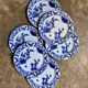 6 Creil and Montereau flat plates in blue earthenware, "Japan" service circa 1895