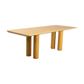 90s massive birch wooden italian design dining table