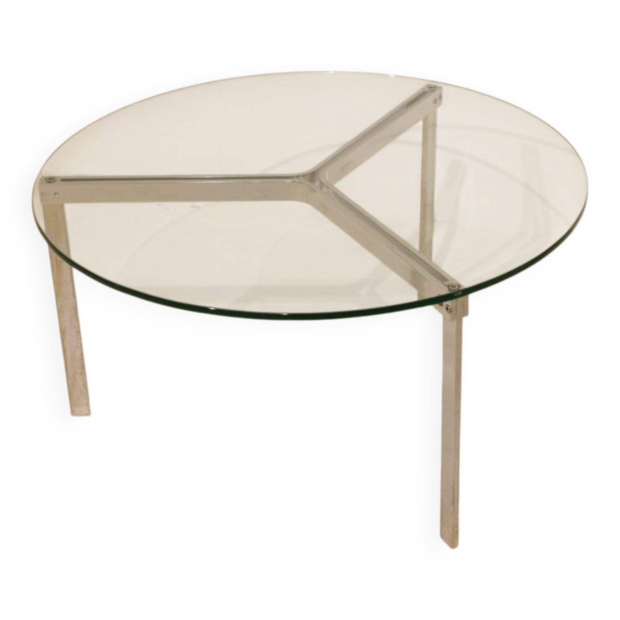 Glass and nickel-plated steel coffee table - 1950s/60s