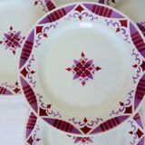 4 flat ironstone plates from Moulin des Loups and Hamage, Madeleine model