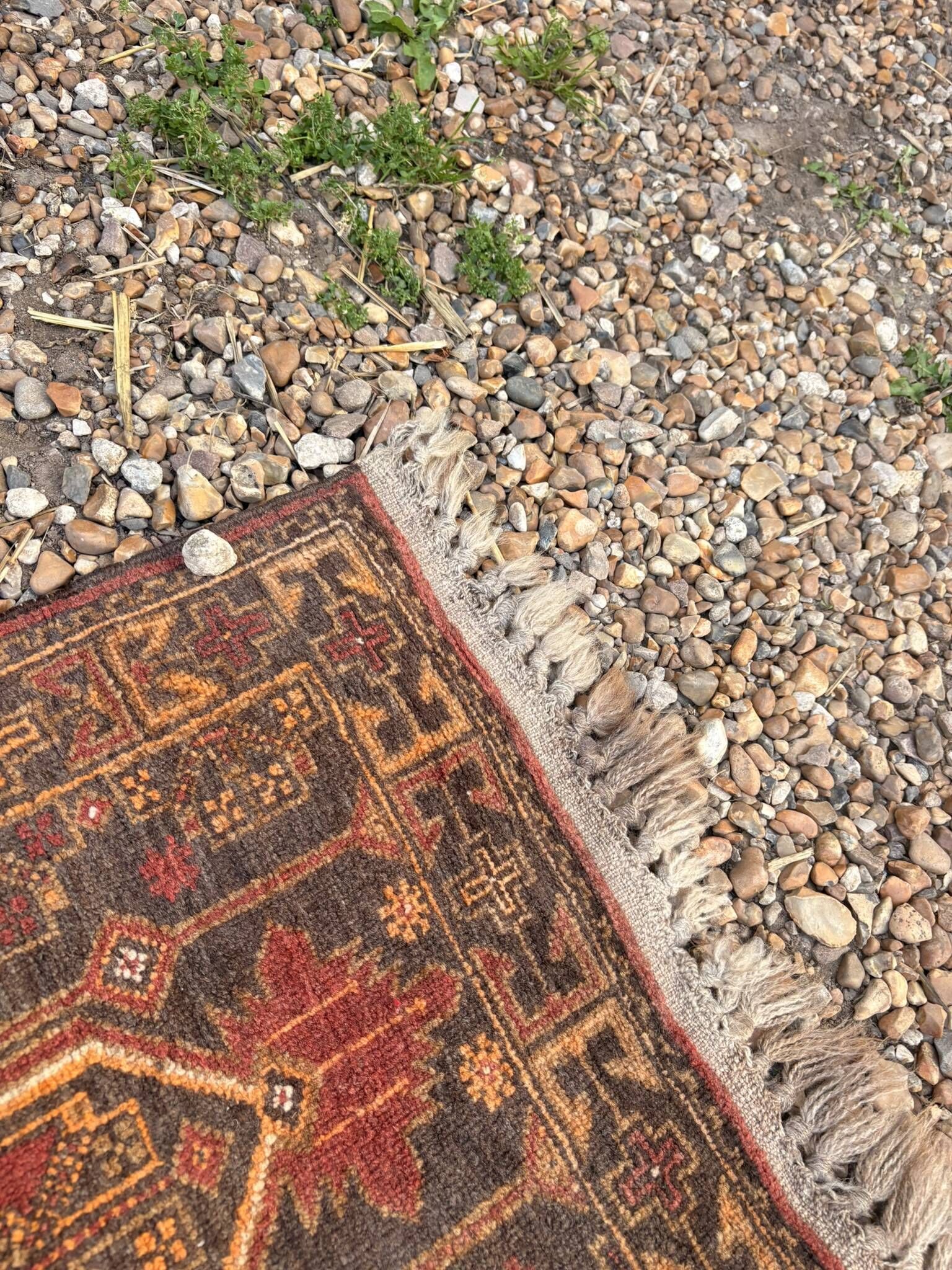Vintage Hand-Knotted Wool Tribal Turkmen Chic Bohemian Star Rug