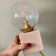 Vintage glass globe table lamp and wooden foot