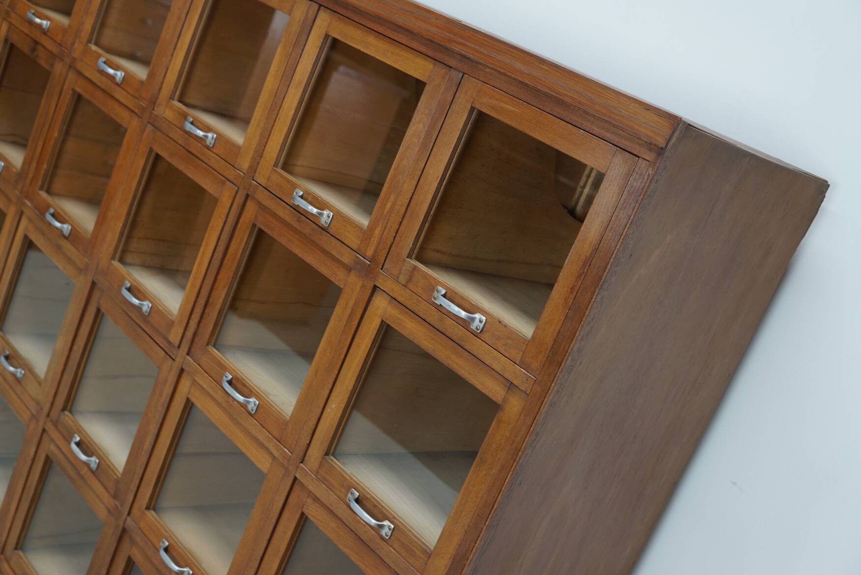 Vintage Large German Beech Haberdashery Shop Cabinet / Vitrine, 1950s