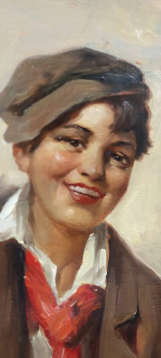Oil painting on wood, portrait of the character Athos, Renzo Brioschi (1910-2000)
